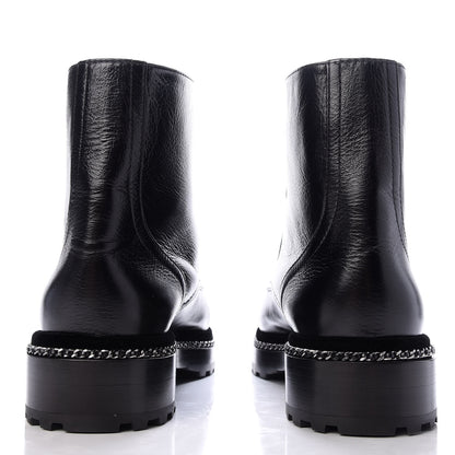 Chanel Crackled Calfskin Velvet Pearl Combat Short Boots 42 Black 6 of 10