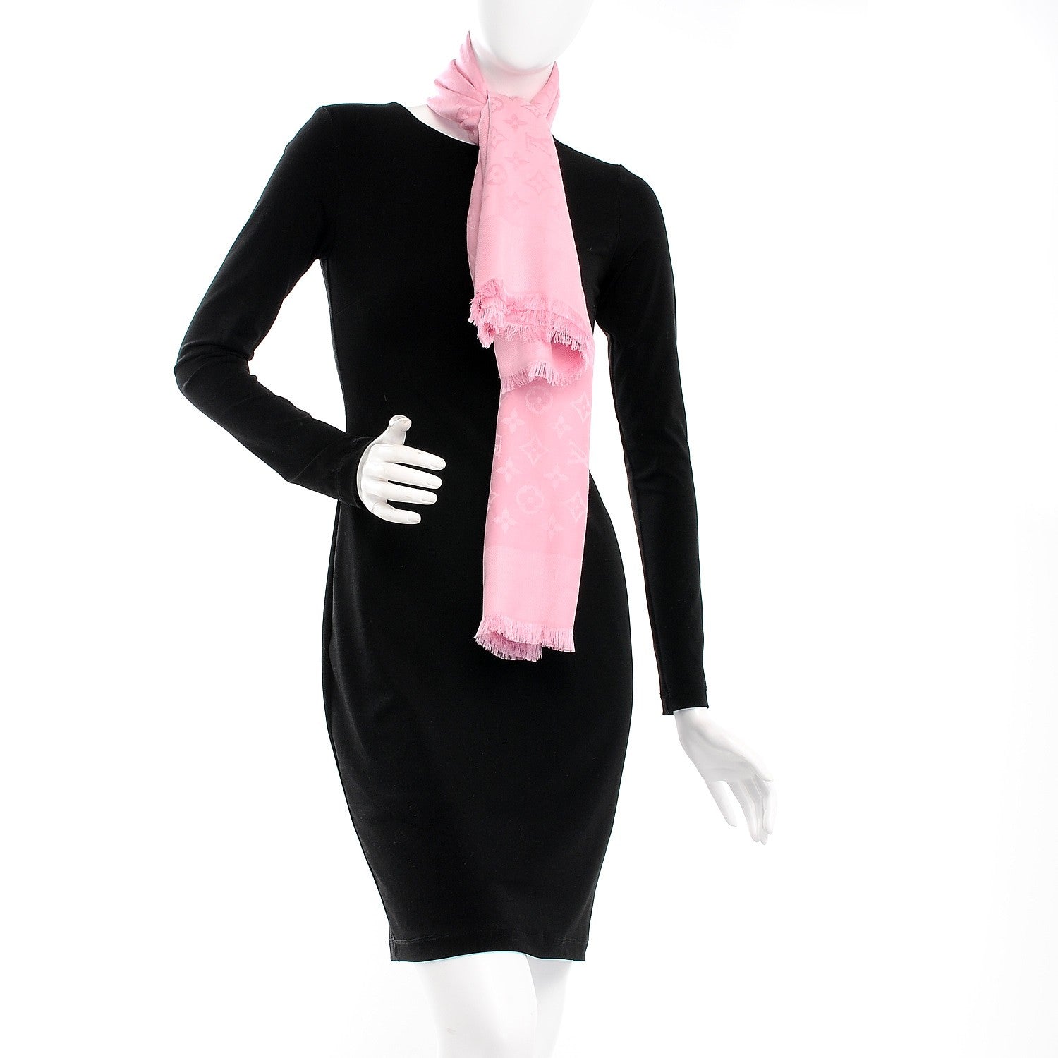 Louis Vuitton Wool Silk Monogram Shawl Rose Petale 2 of 4
