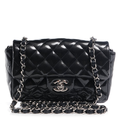 Chanel Striated Patent Leather Quilted Mini Flap Black 1 of 8