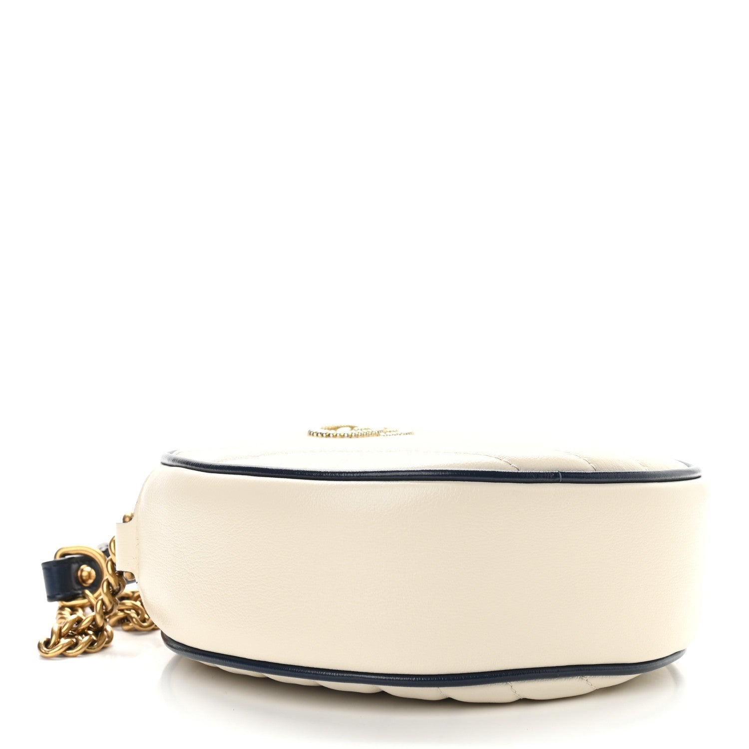 Gucci Azalea Calfskin Matelasse Diagonal Mini Torchon GG Marmont Round Shoulder Bag Mystic White Blue Agata 4 of 9