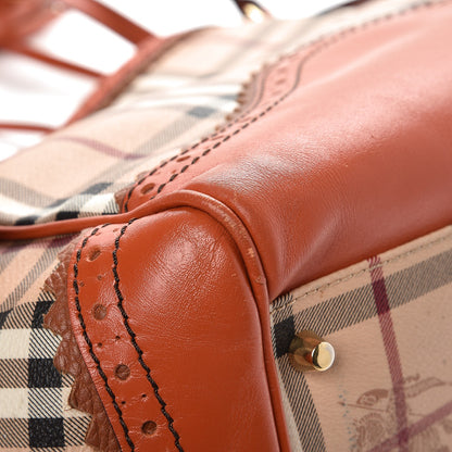 Burberry Haymarket Check Small Brogue Tassel Tote Bright Russet 11 of 12