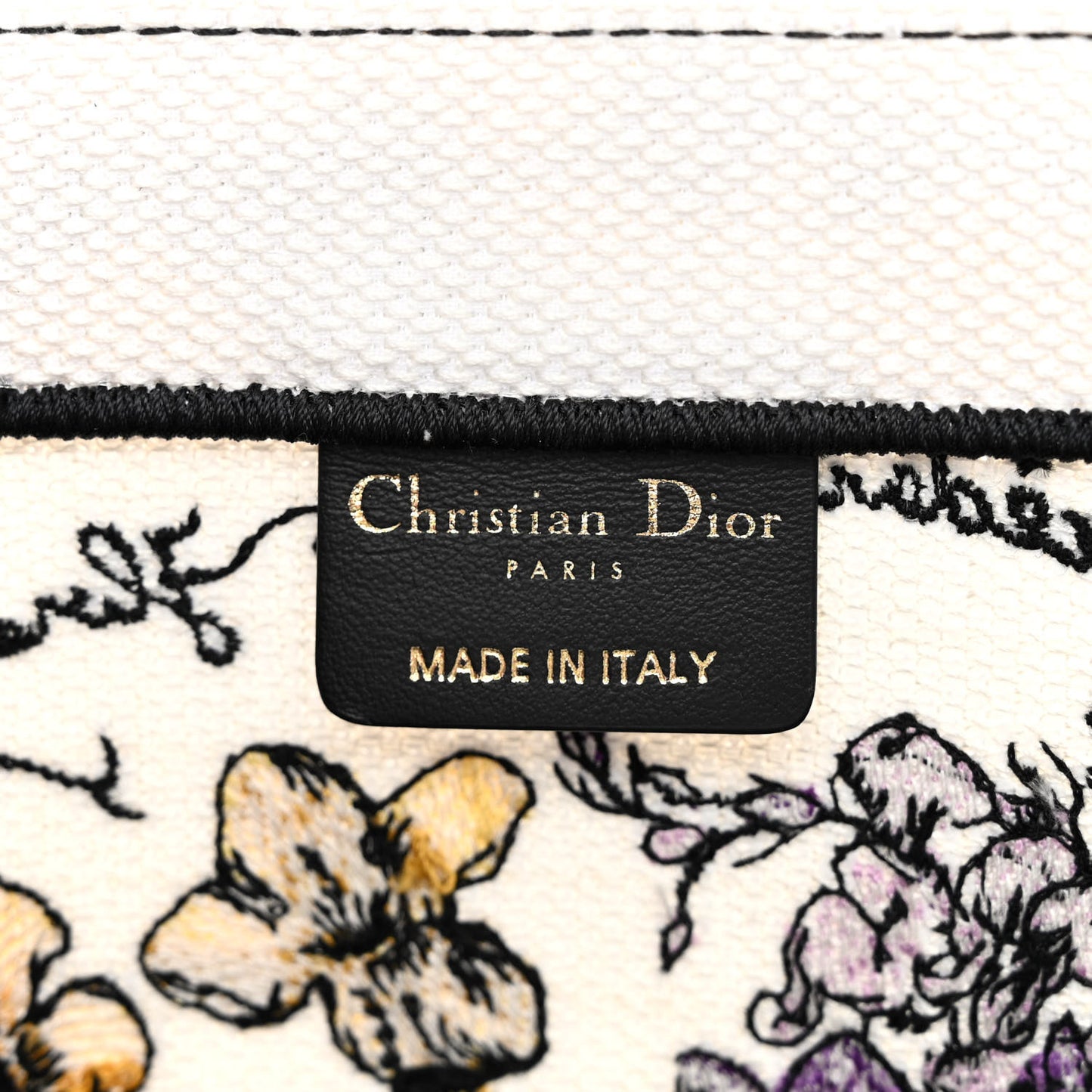 Canvas Embroidered Medium Florilegio Book Tote White Multicolor