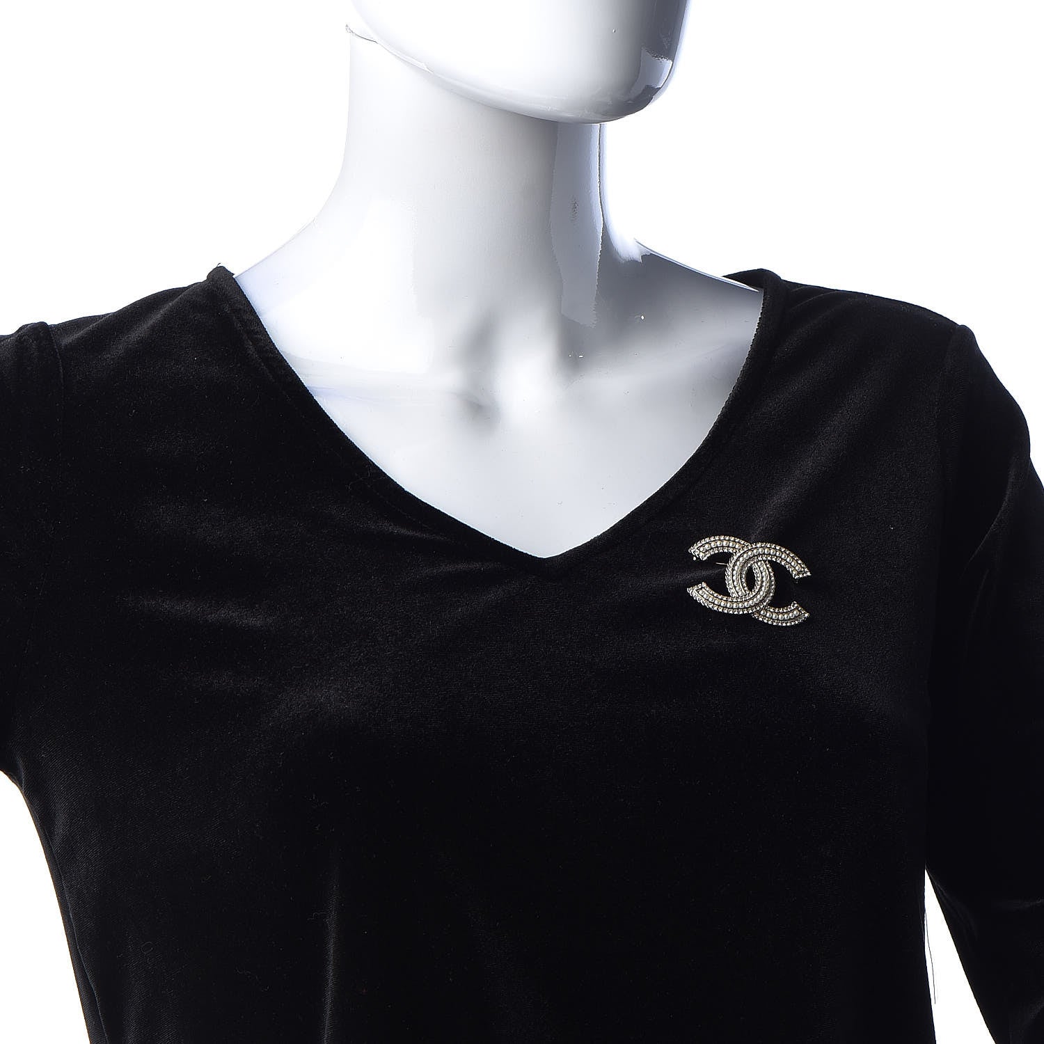 Chanel Pearl Crystal Lace Camellia CC Brooch Gold 2 of 5