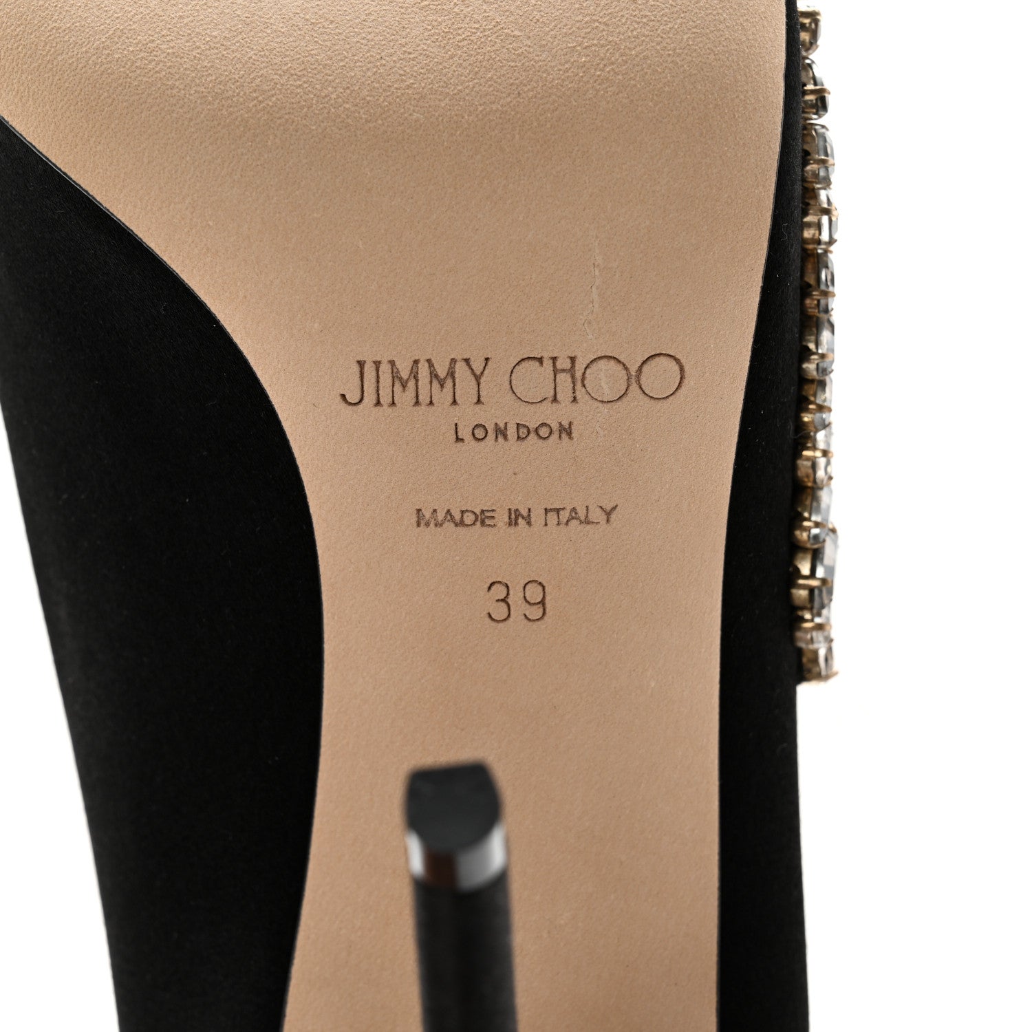 Jimmy Choo Satin Crystal Embellished Love 85mm Pumps 39 Black 6 of 11