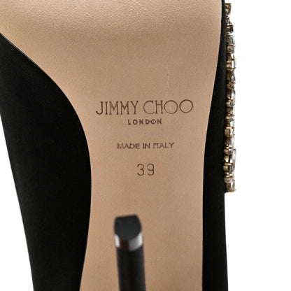 Jimmy Choo Satin Crystal Embellished Love 85mm Pumps 39 Black 6 of 11