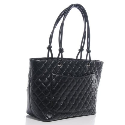 Chanel Calfskin Quilted Large Cambon Tote Black White 3 of 9