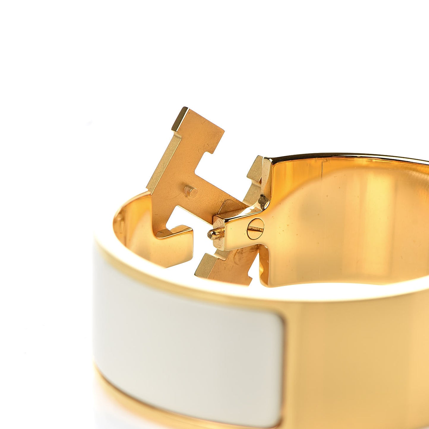 Enamel Wide Clic Clac H Bracelet PM White