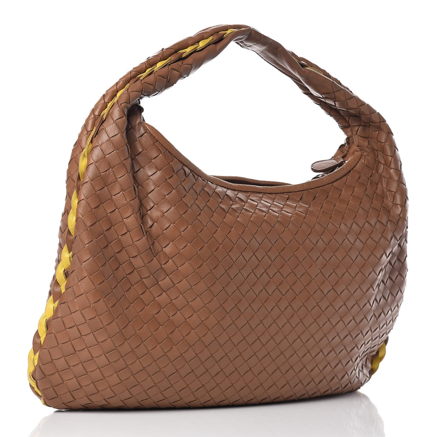 Nappa Intrecciato Bi-Color Medium Veneta Hobo Maple Sapphire