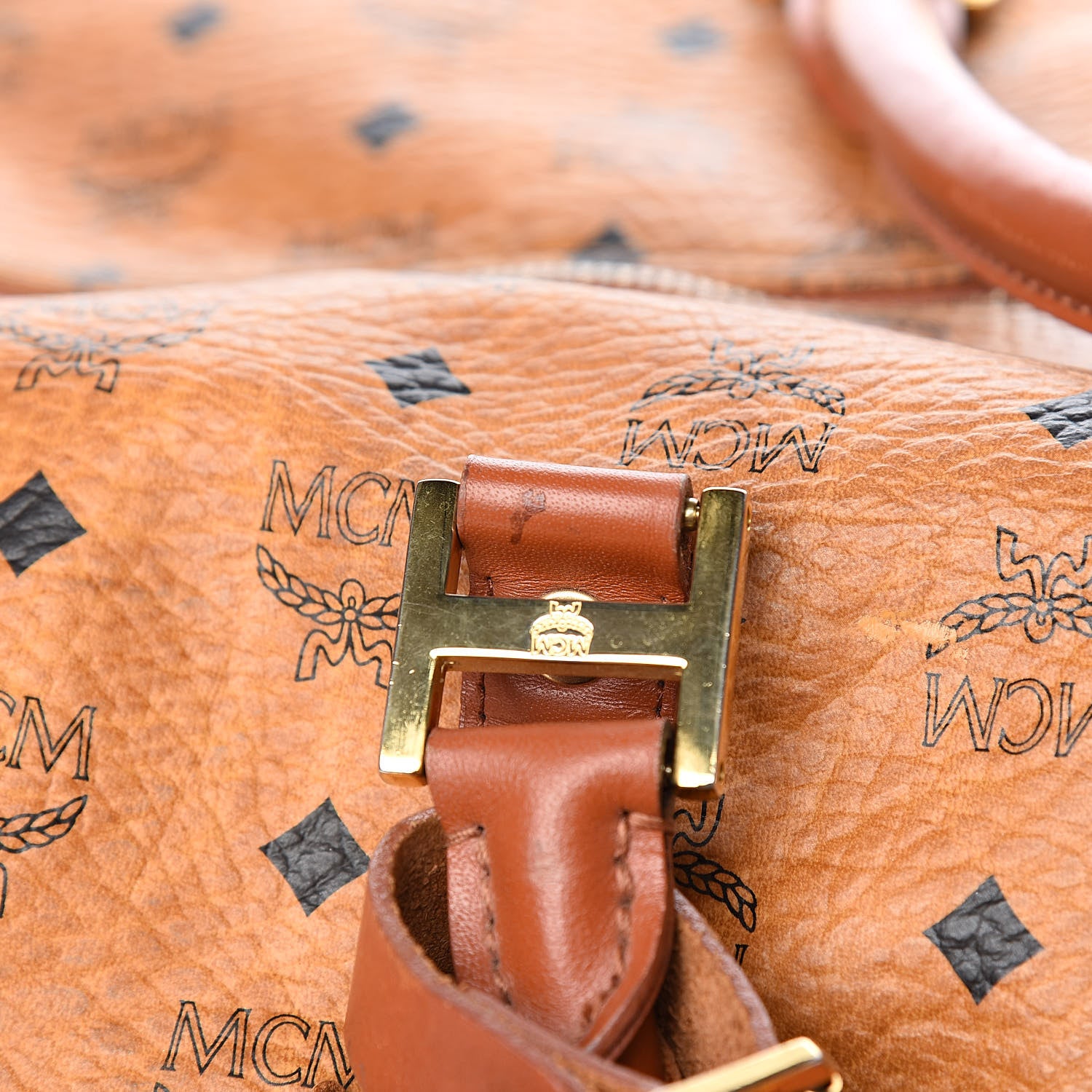 MCM Visetos Boston Weekender Bag Cognac 13 of 22
