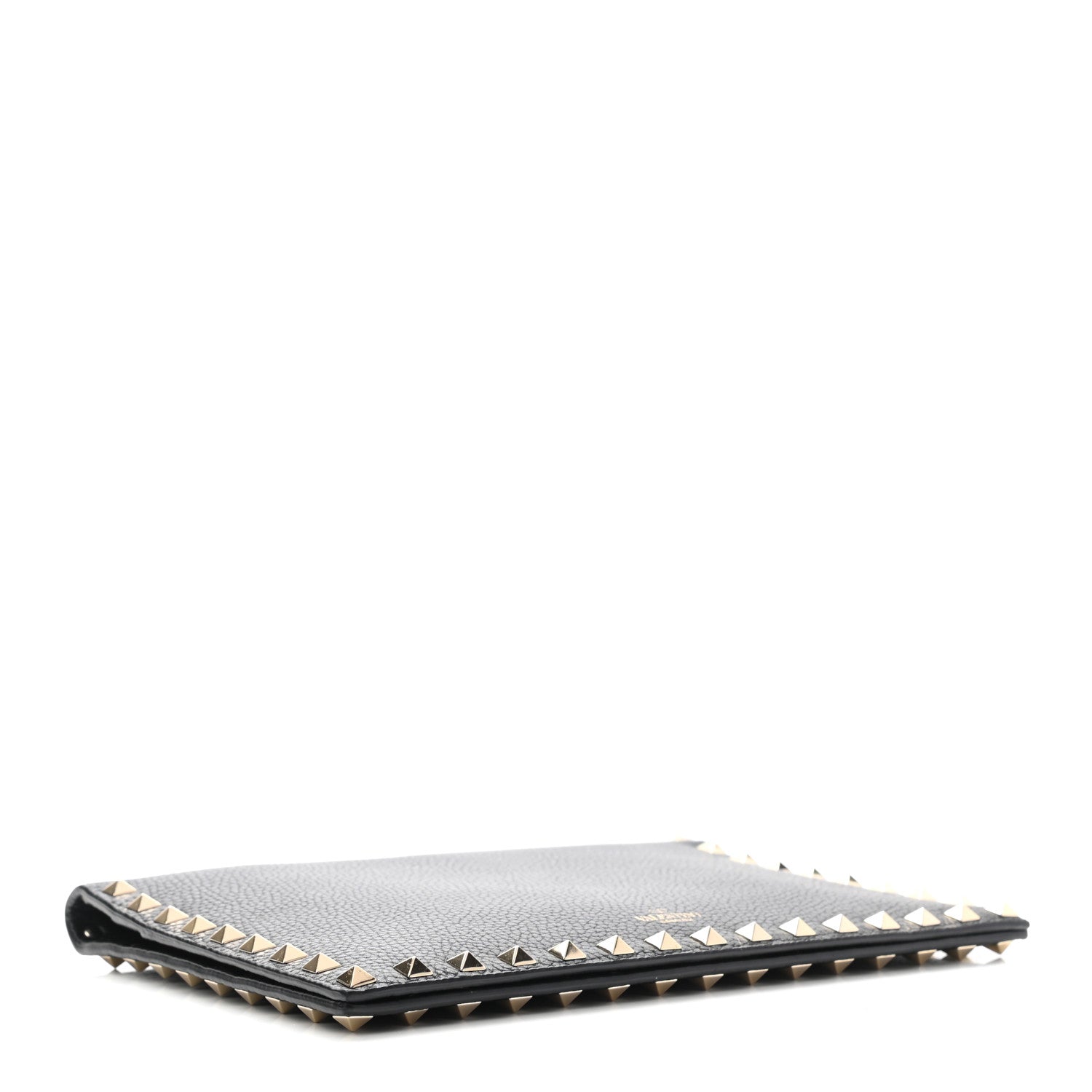 Valentino Garavani Pebbled Calfskin Rockstud Flap Clutch Black 3 of 5