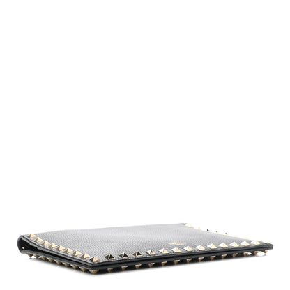 Valentino Garavani Pebbled Calfskin Rockstud Flap Clutch Black 3 of 5