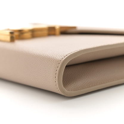 Saint Laurent Grain De Poudre Monogram Cassandra Chain Wallet Dark Beige 9 of 11
