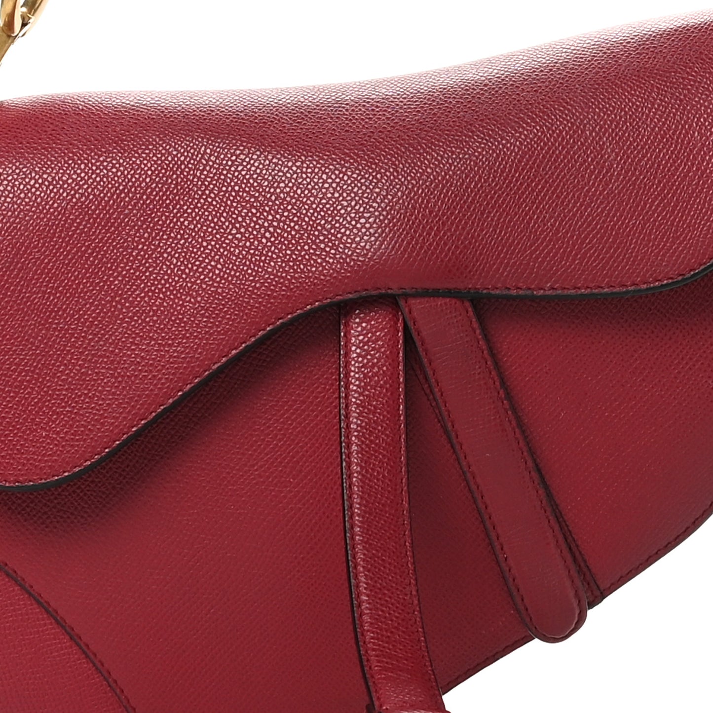 Grained Calfskin Saddle Bag Red