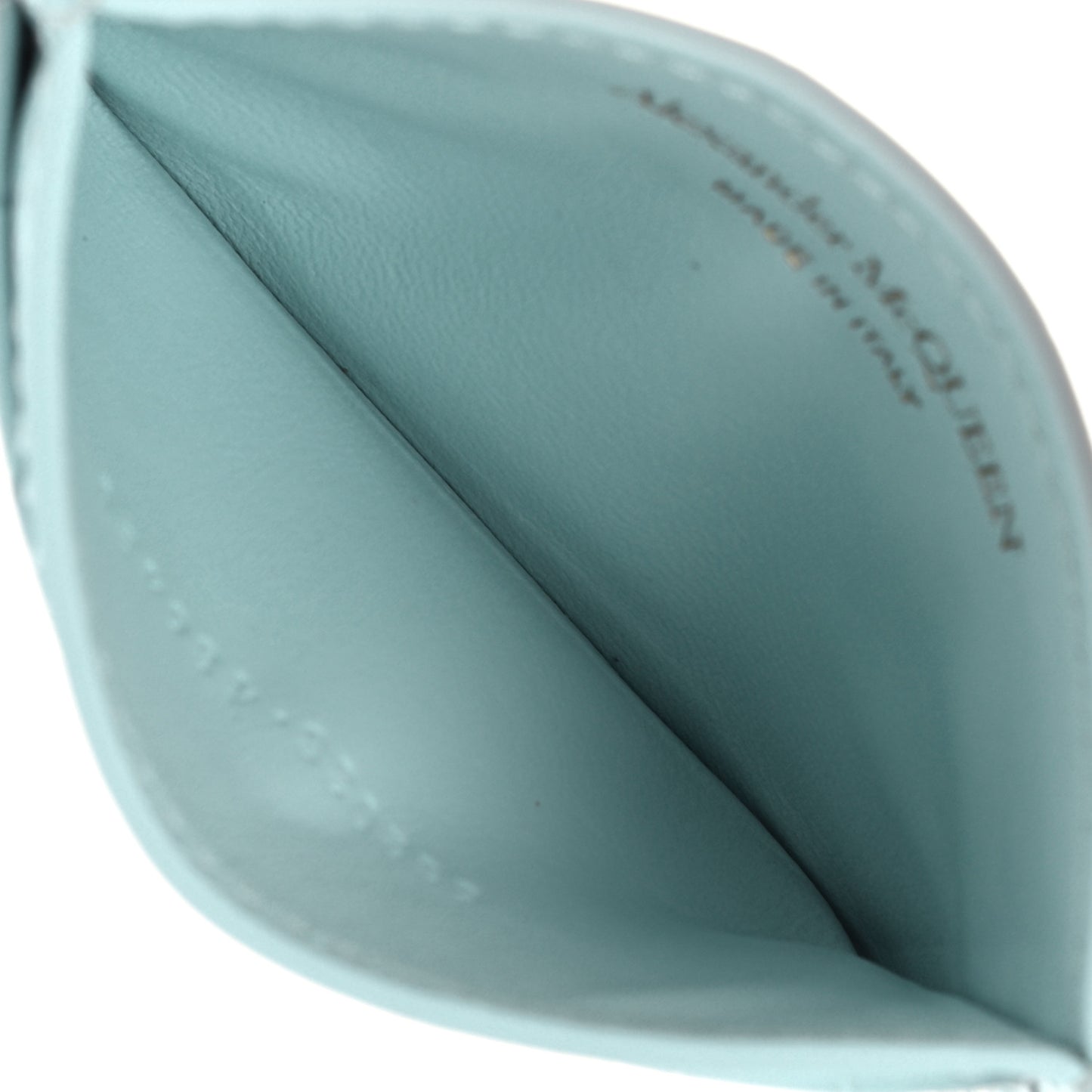 Shiny Calfskin Crocodile Embossed Skull Card Holder Pale Blue