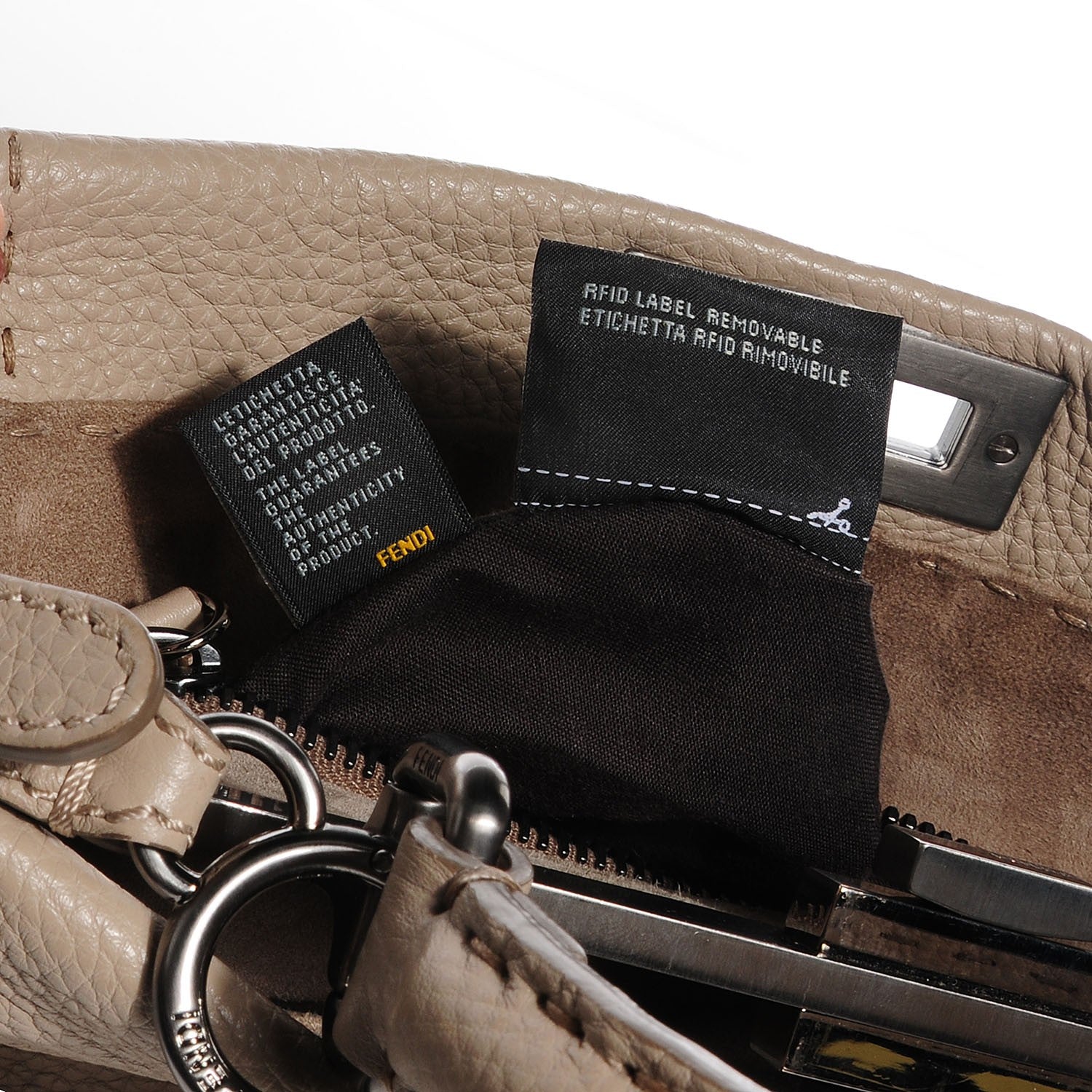 Fendi Cuoio Romano Selleria Medium Peekaboo Iconic Satchel Pietra Nocciola 10 of 10