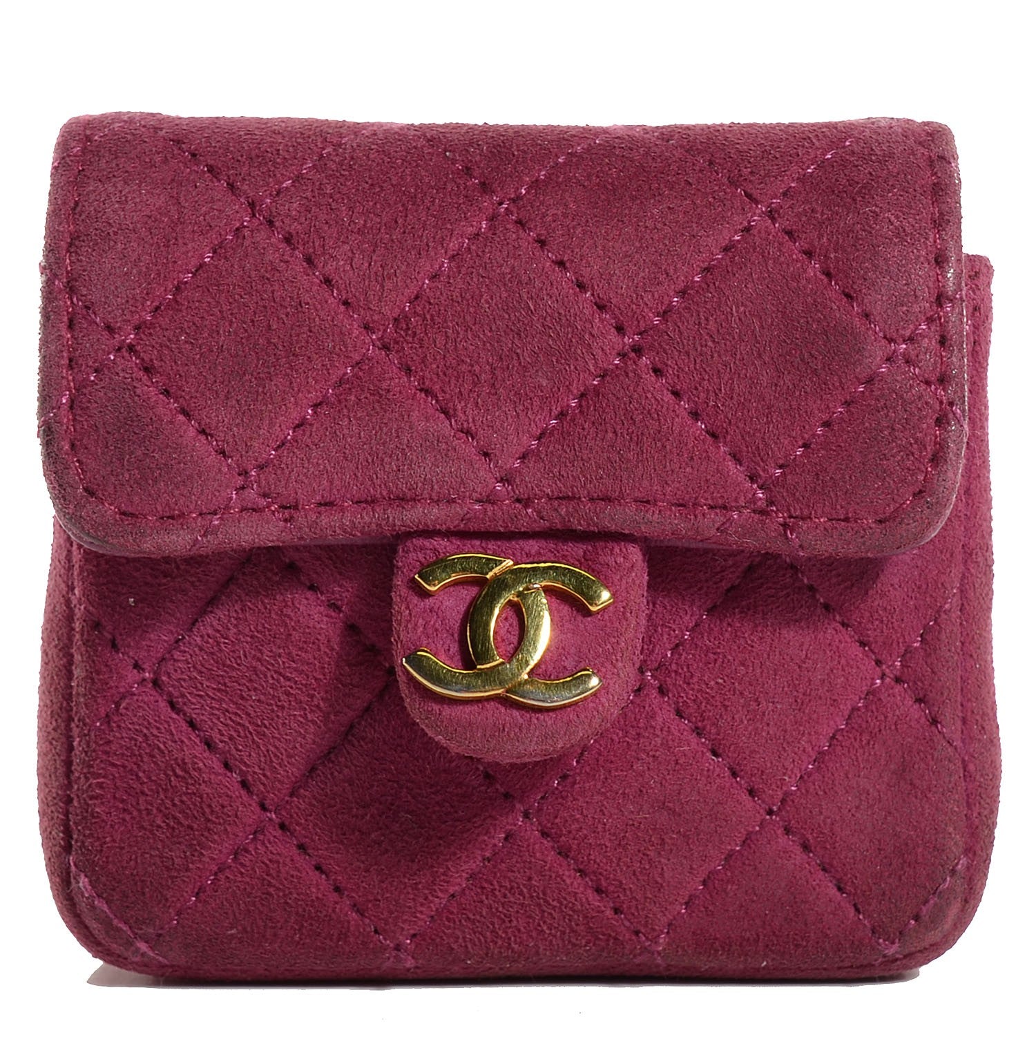 Chanel Suede Quilted Micro Flap Pink 1 of 8