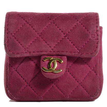 Chanel Suede Quilted Micro Flap Pink 1 of 8