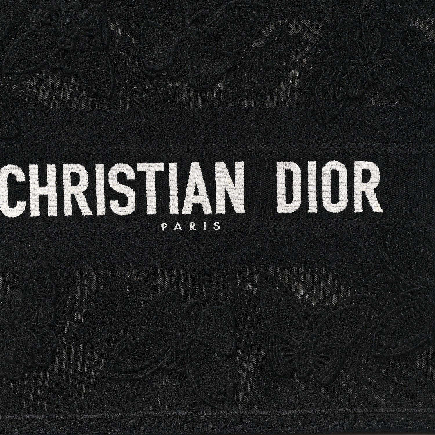Christian Dior Embroidered 3D Macrame D-Lace Butterfly Medium Book Tote Black Multicolor 8 of 10