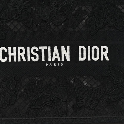 Christian Dior Embroidered 3D Macrame D-Lace Butterfly Medium Book Tote Black Multicolor 8 of 10