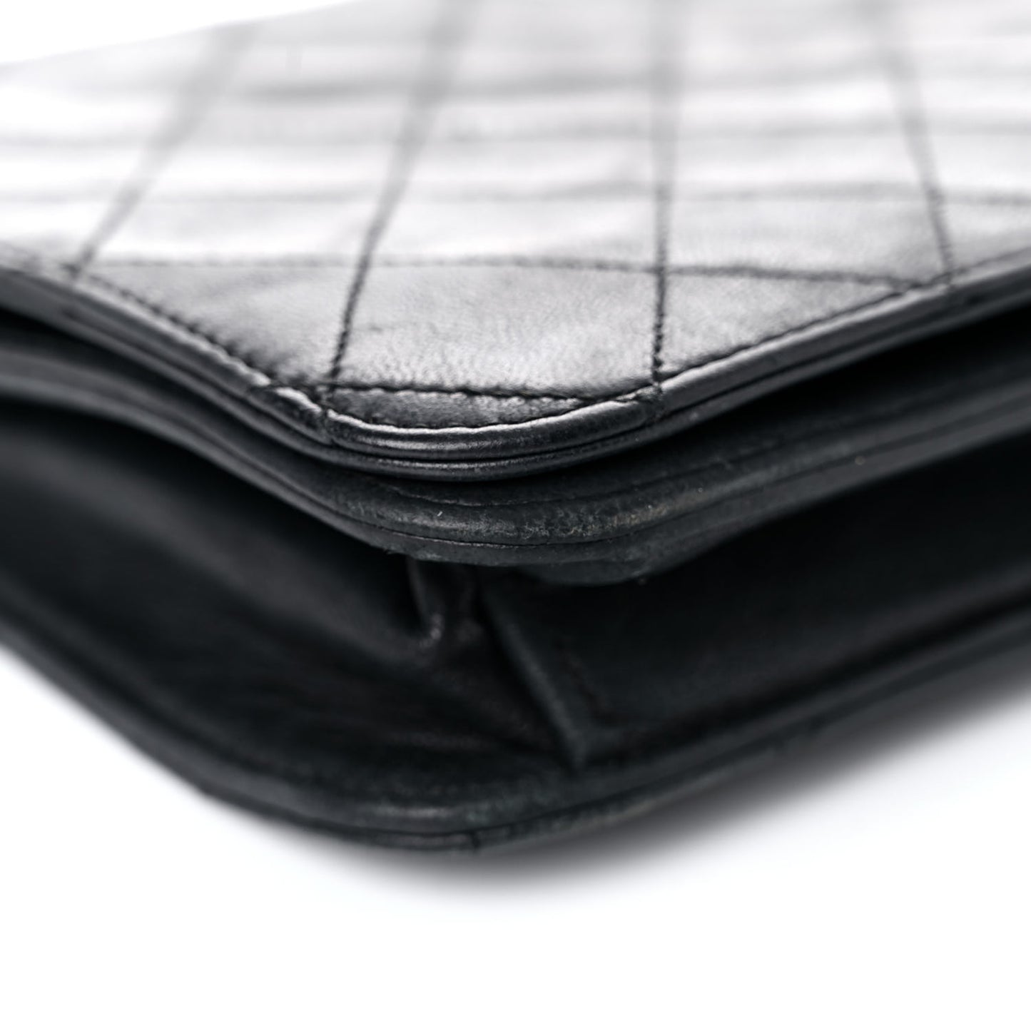 Lambskin Quilted Wallet On Chain WOC Black