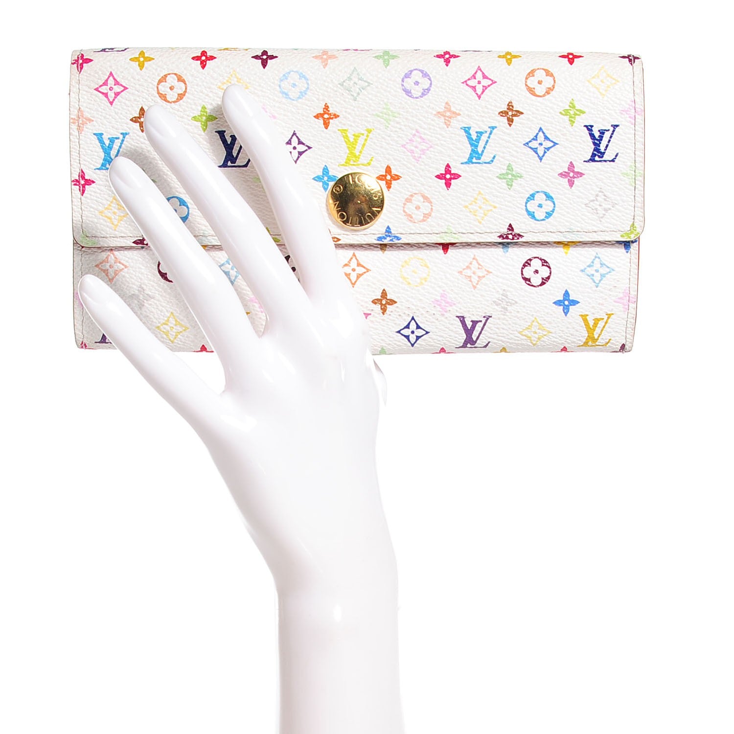 Louis Vuitton Monogram Multicolor Sarah Wallet White Orange 2 of 7