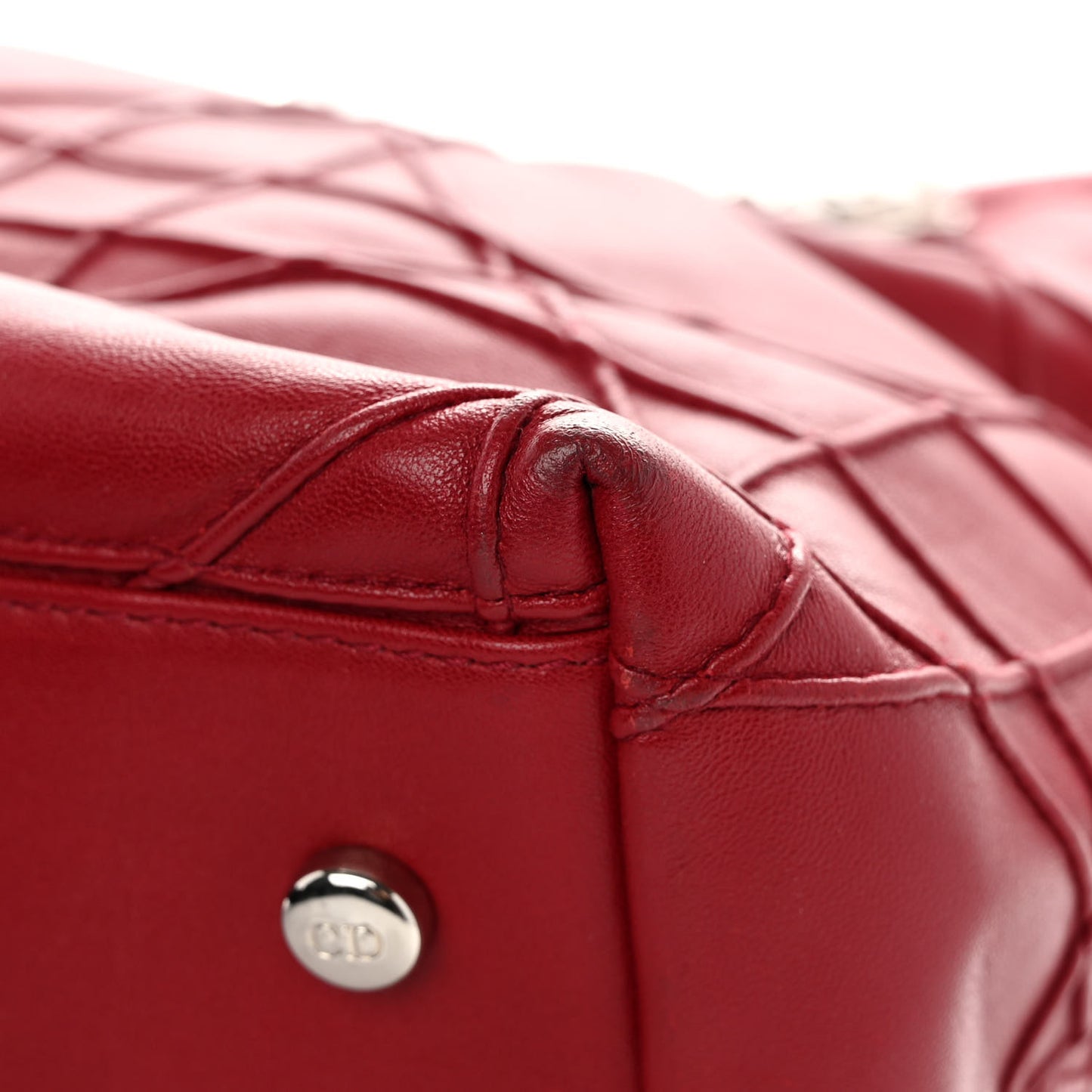Lambskin Cannage Medium Granville Tote Red