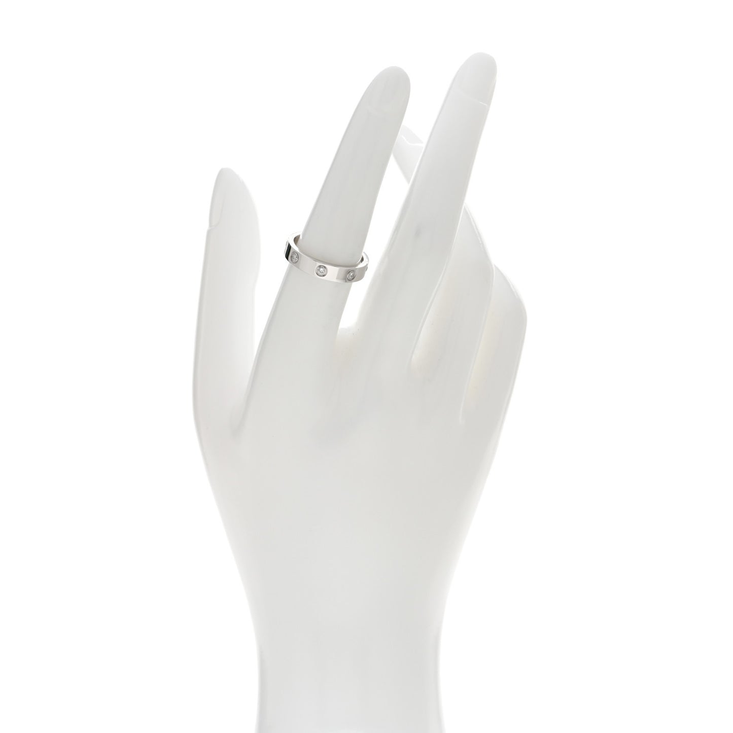 18K White Gold 8 Diamond 4mm LOVE Wedding Band Ring 54 6.75
