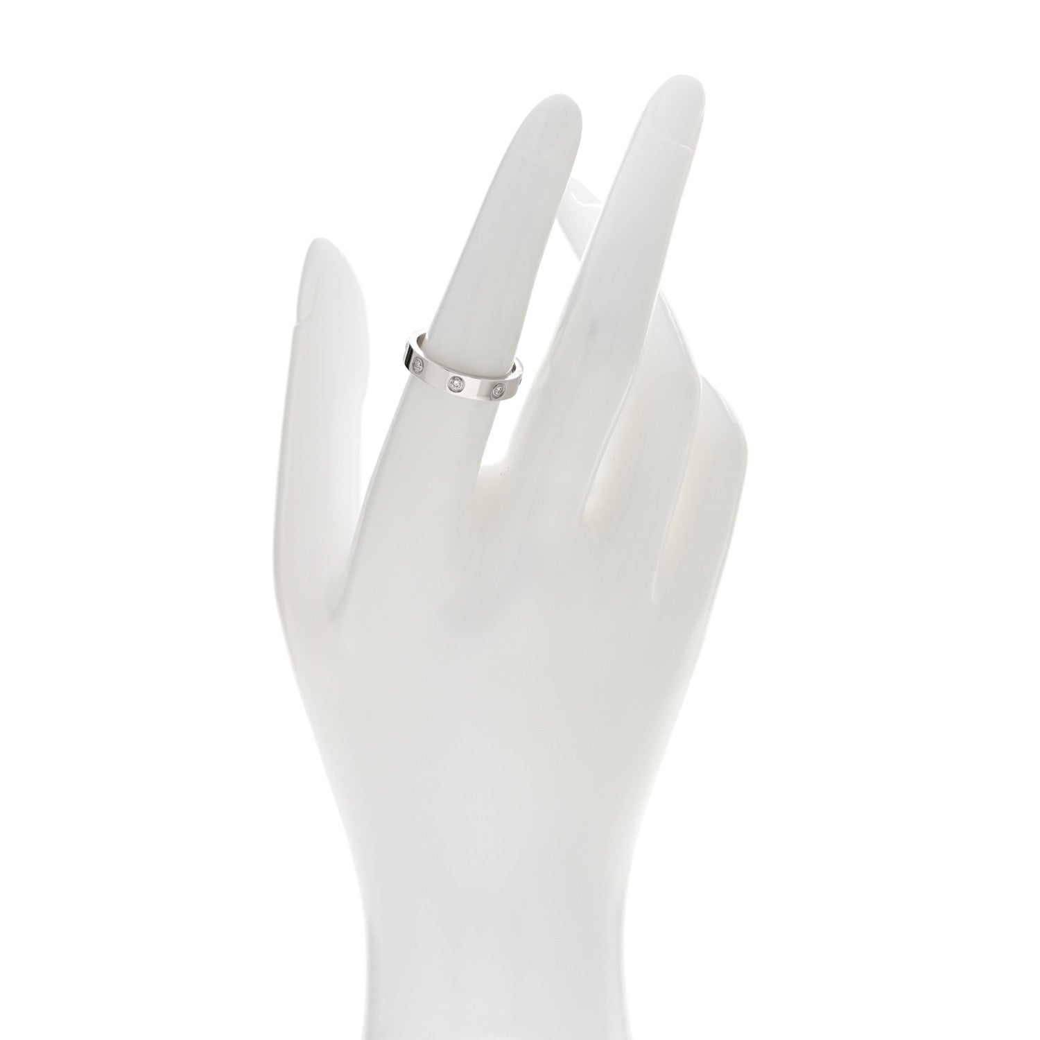 Cartier 18K White Gold 8 Diamond 4mm LOVE Wedding Band Ring 54 6.75 2 of 5