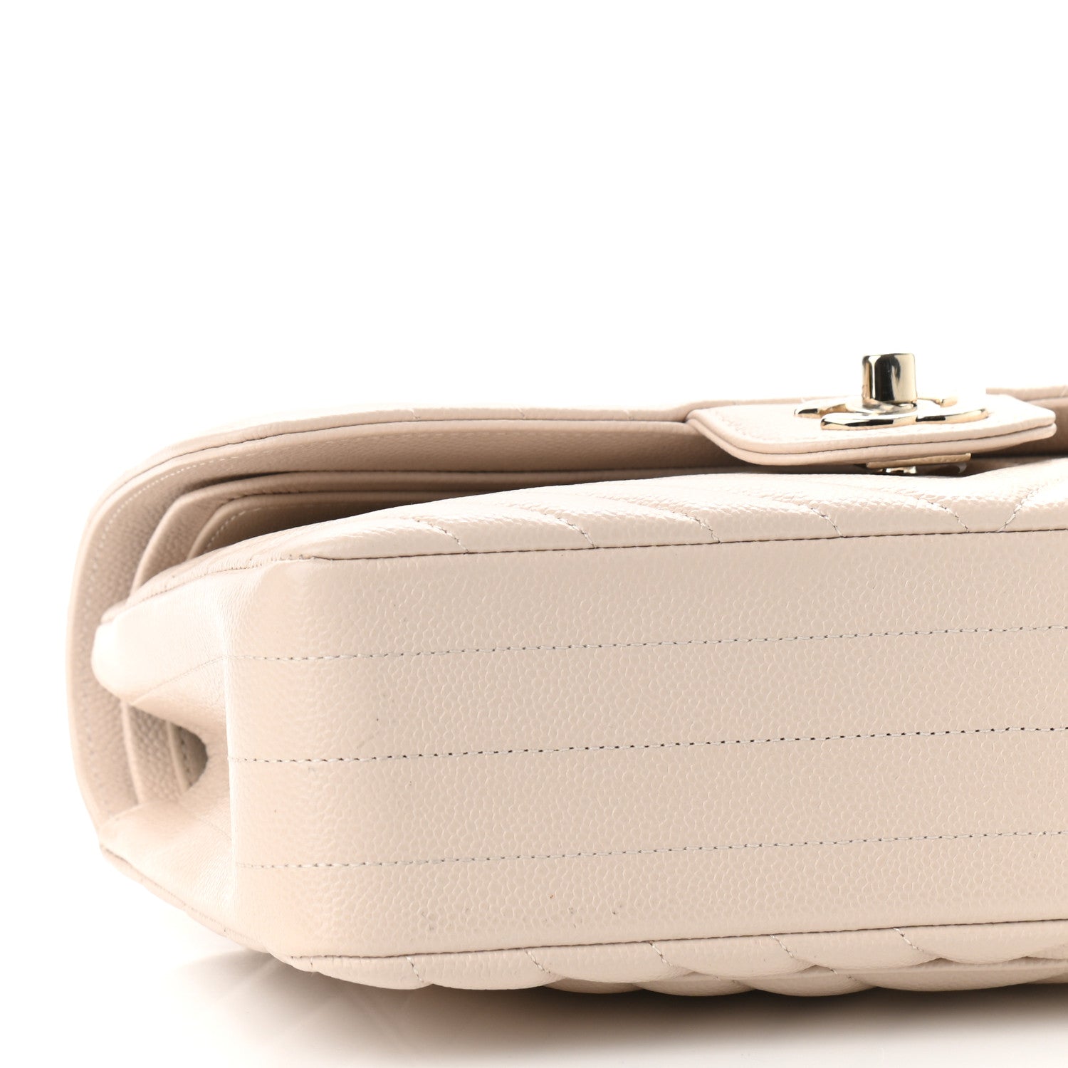 Chanel Caviar Chevron Quilted Small Double Flap Ivory 9 of 10