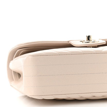 Chanel Caviar Chevron Quilted Small Double Flap Ivory 9 of 10