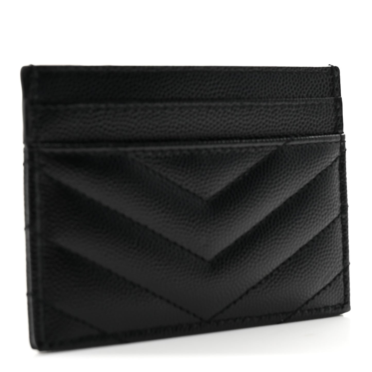 Grain De Poudre Matelasse Chevron Monochrome Monogram Credit Card Case Black