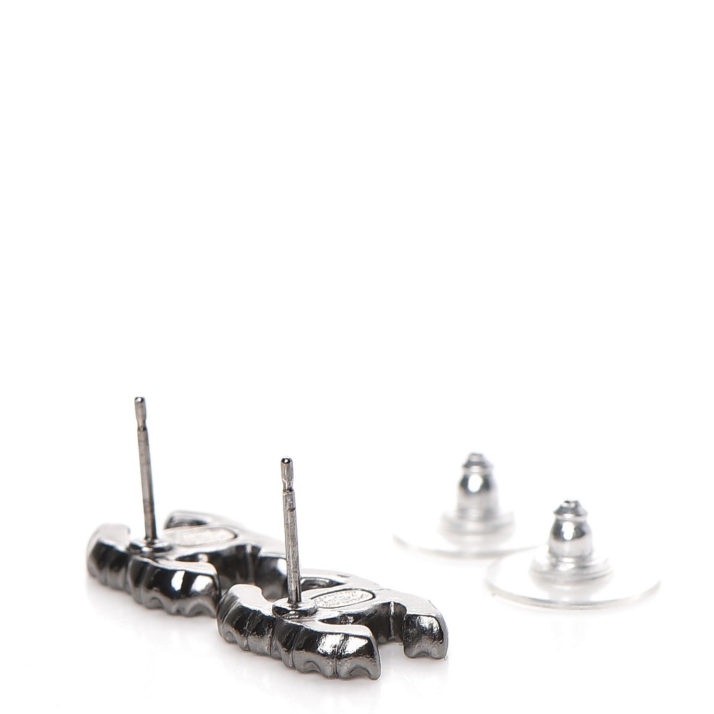 Crystal CC Earrings Dark Silver