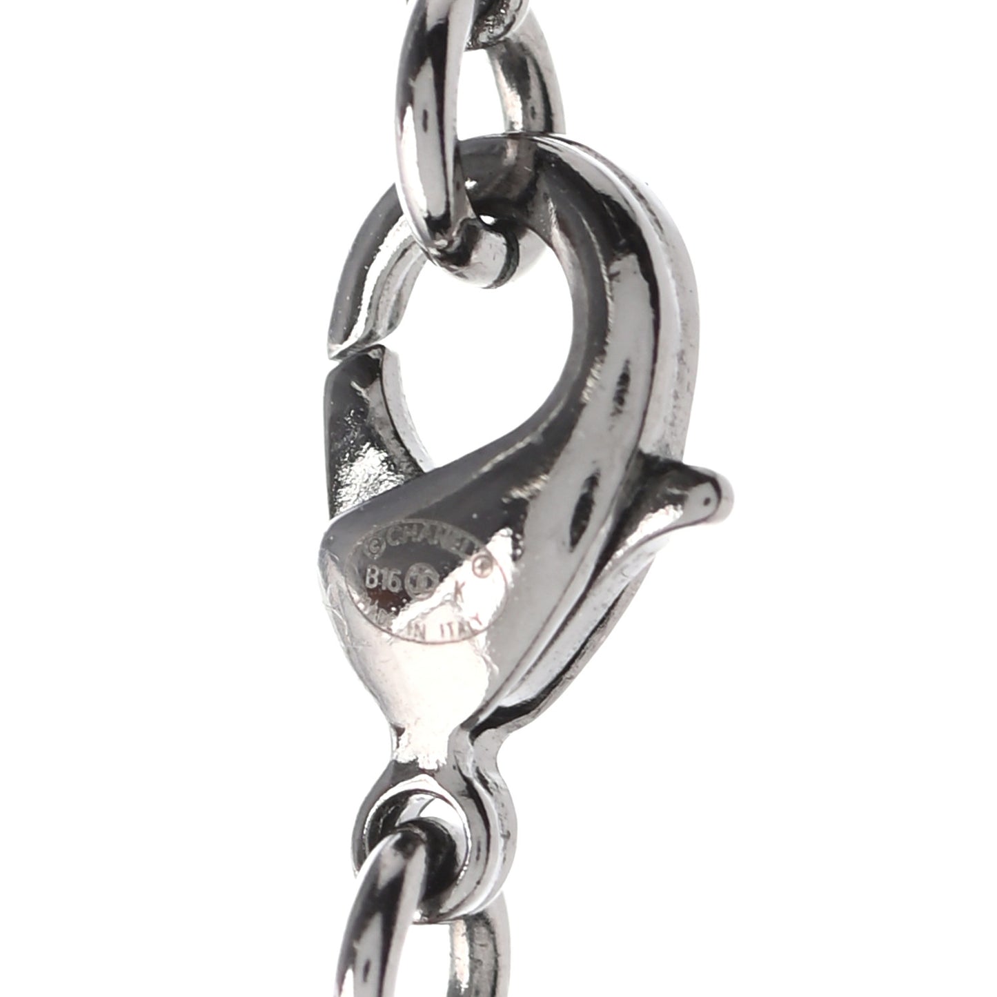 Baguette Crystal CC Necklace Silver Black