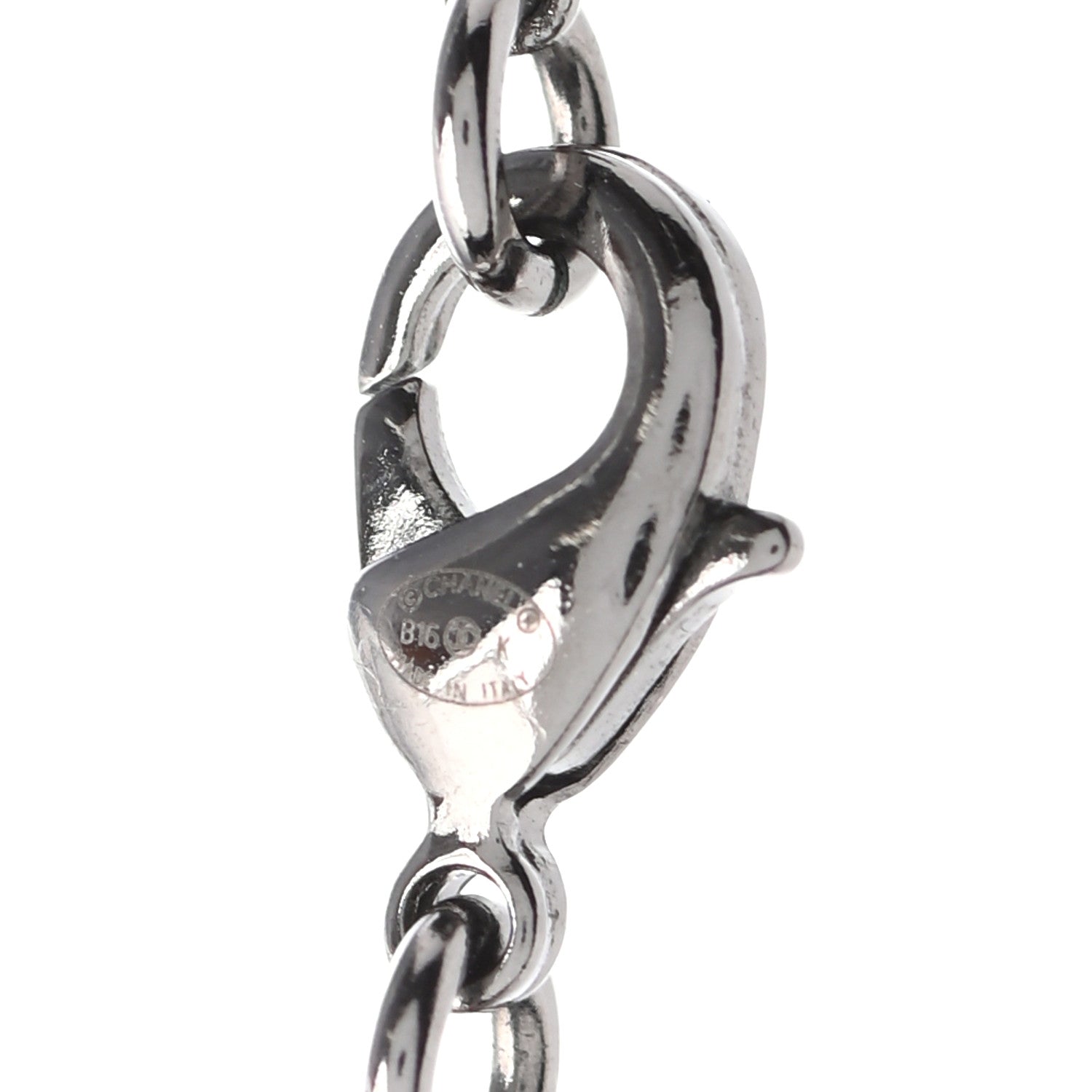 Chanel Baguette Crystal CC Necklace Silver Black 6 of 7