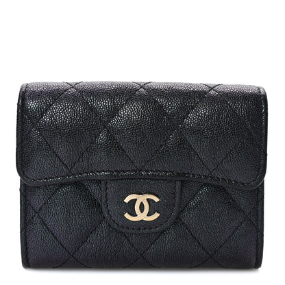 Chanel Iridescent Caviar Quilted Flap Card Holder Wallet Black 1 of 8