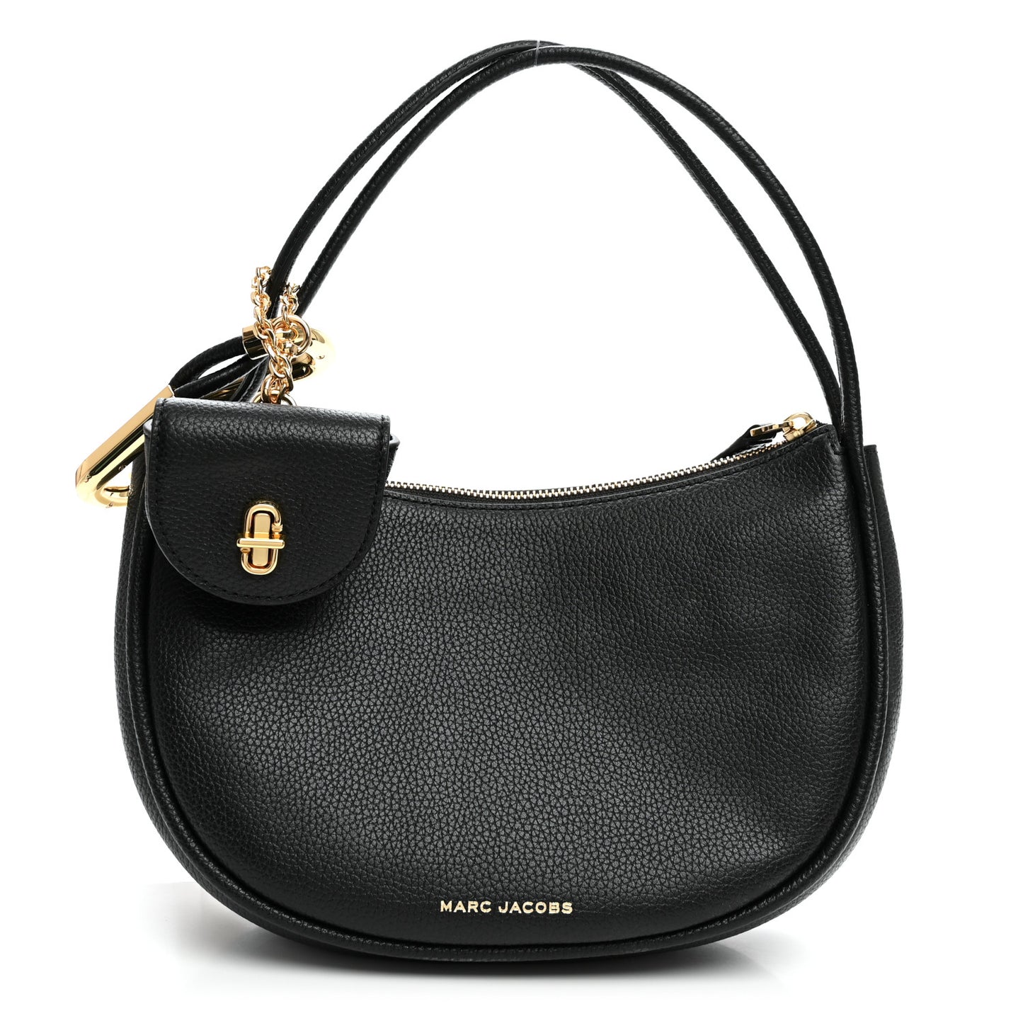 Grained Calfskin Dual Crescent Bag Black