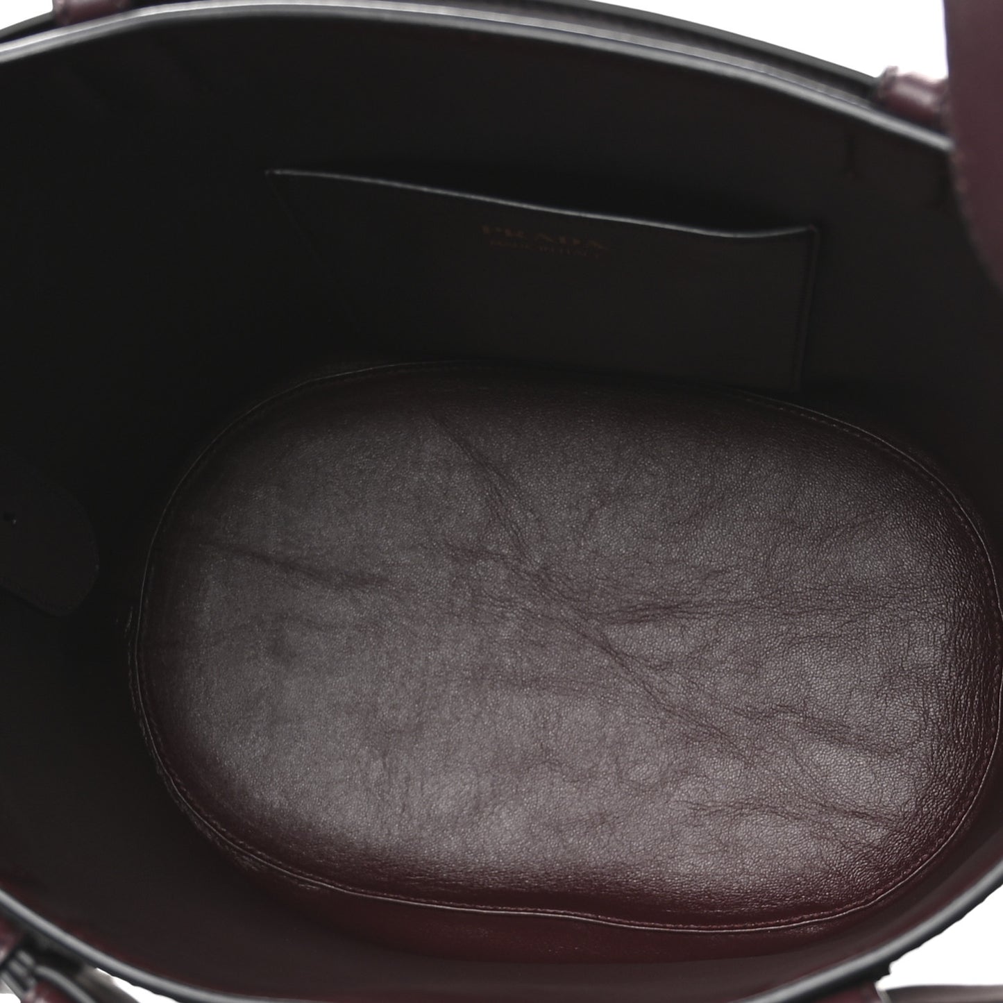 Calfskin Buckle Bucket Bag With Belt Bordeaux