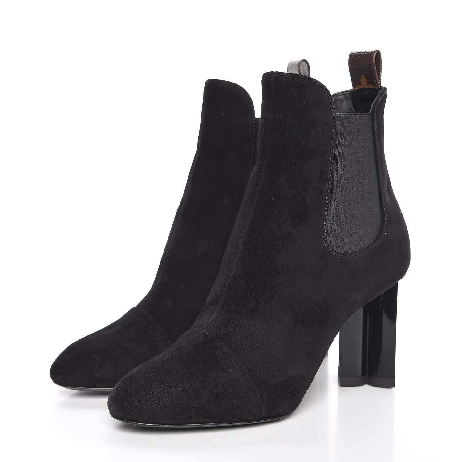 Louis Vuitton Suede Monogram Uniformes Cap Toe Chelsea 80mm Ankle Boots 37 Black 3 of 9
