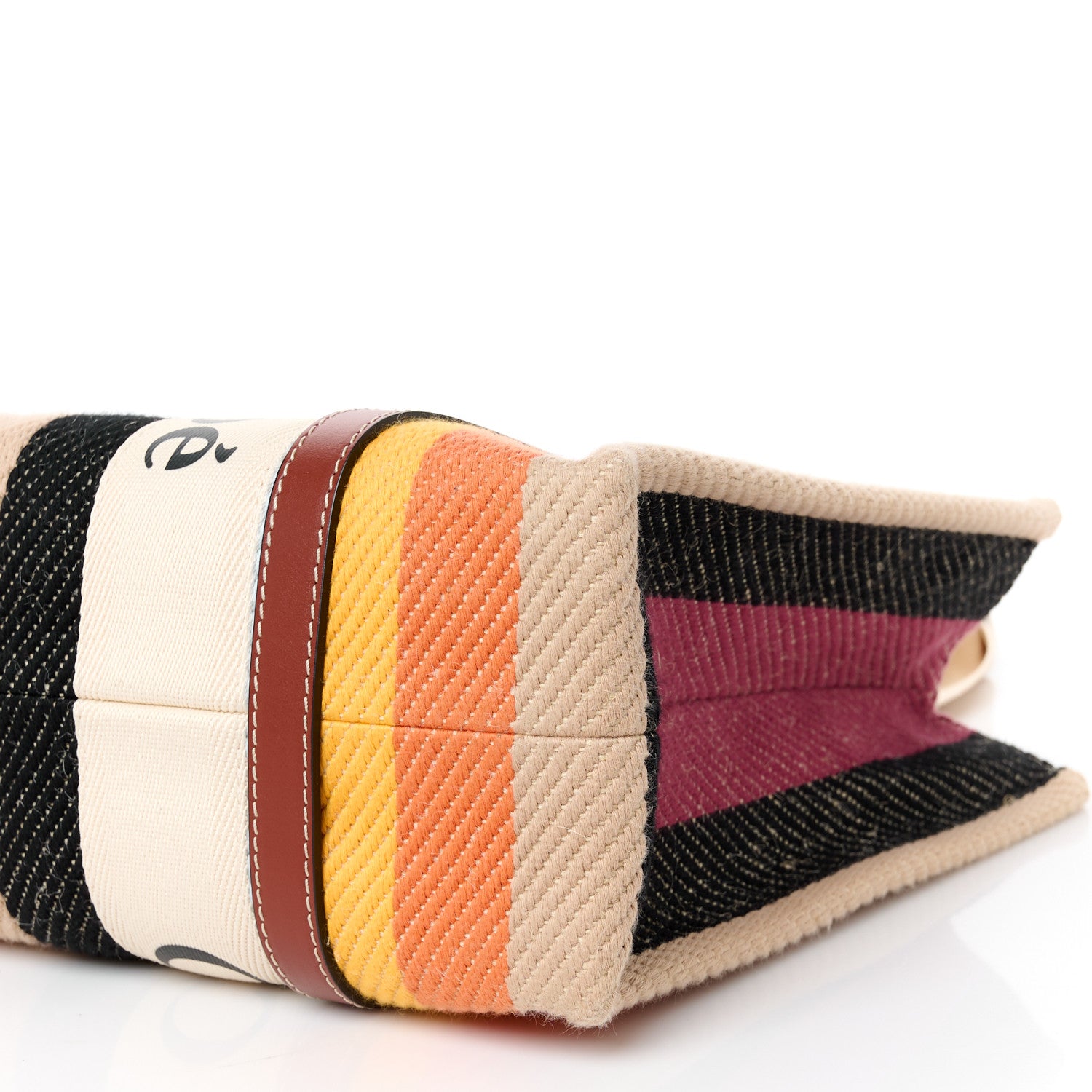 Chloe Cotton Calfskin Medium Woody Striped Tote Multicolor 11 of 11