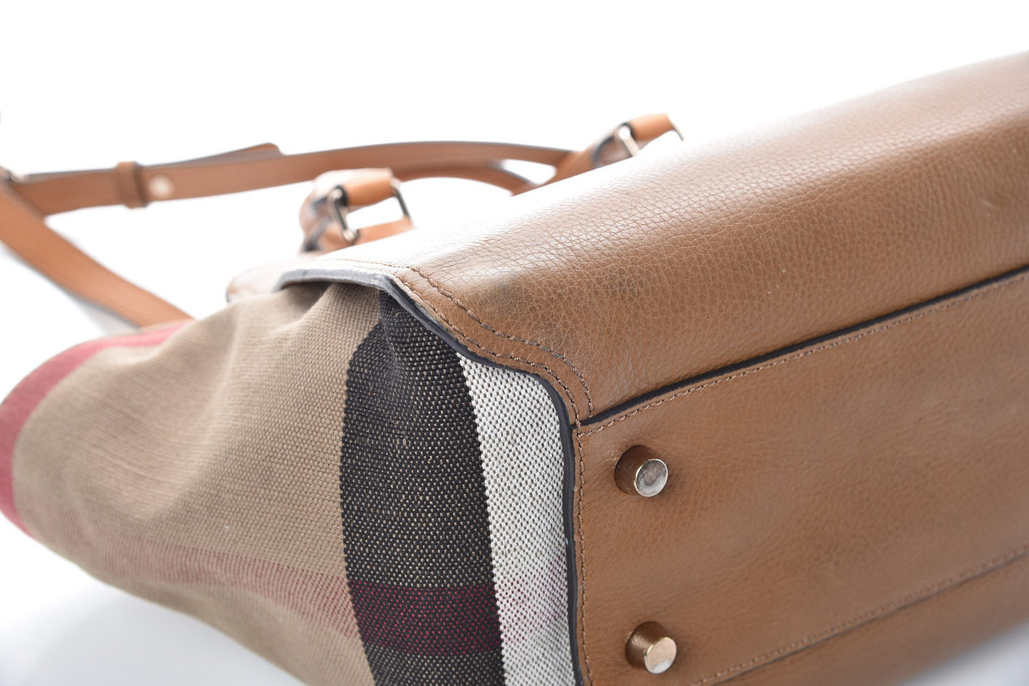Mega Check Grained Calfskin Medium Harcourt Satchel Saddle Brown