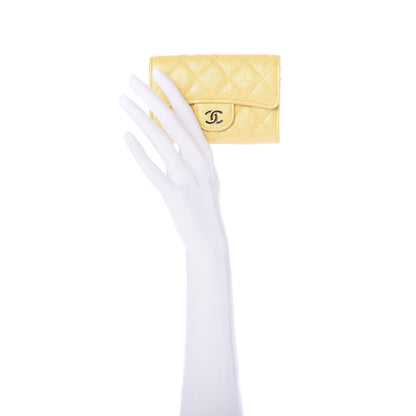 Chanel Iridescent Caviar Quilted Flap Card Holder Yellow 2 of 9