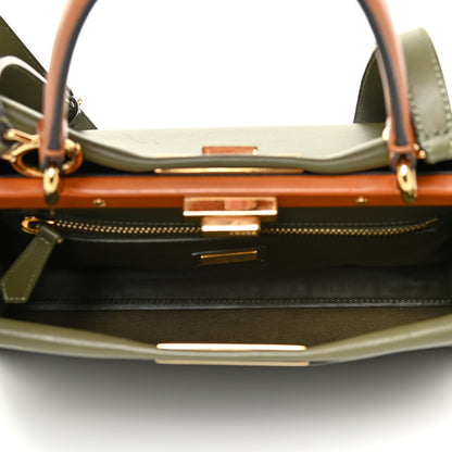 Fendi Vitello Seta Light Aura Shiny Nappa Medium Peekaboo I SEE U Satchel Equatore Cuoio 5 of 12