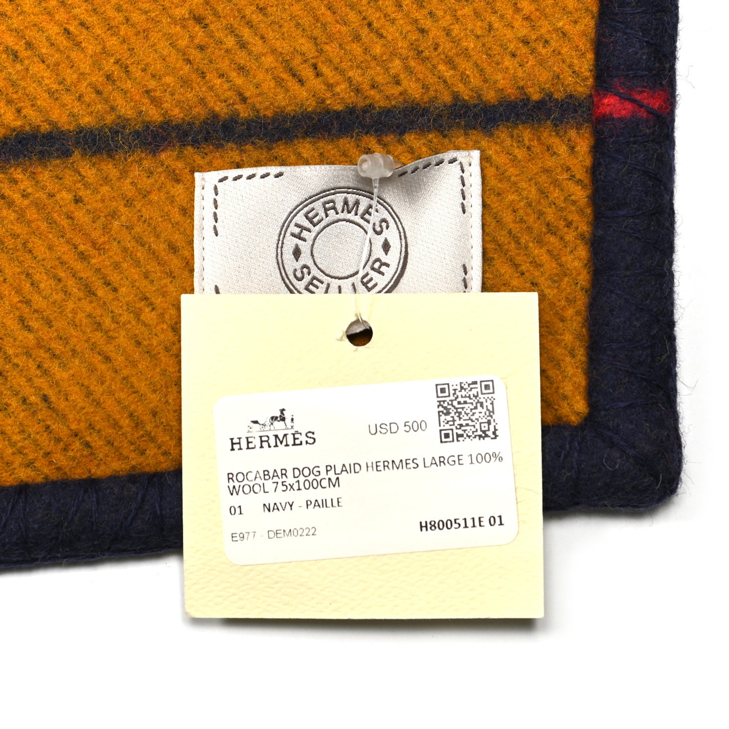 Hermes Wool Rocabar Dog Blanket Navy Paille 3 of 4