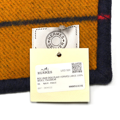 Hermes Wool Rocabar Dog Blanket Navy Paille 3 of 4