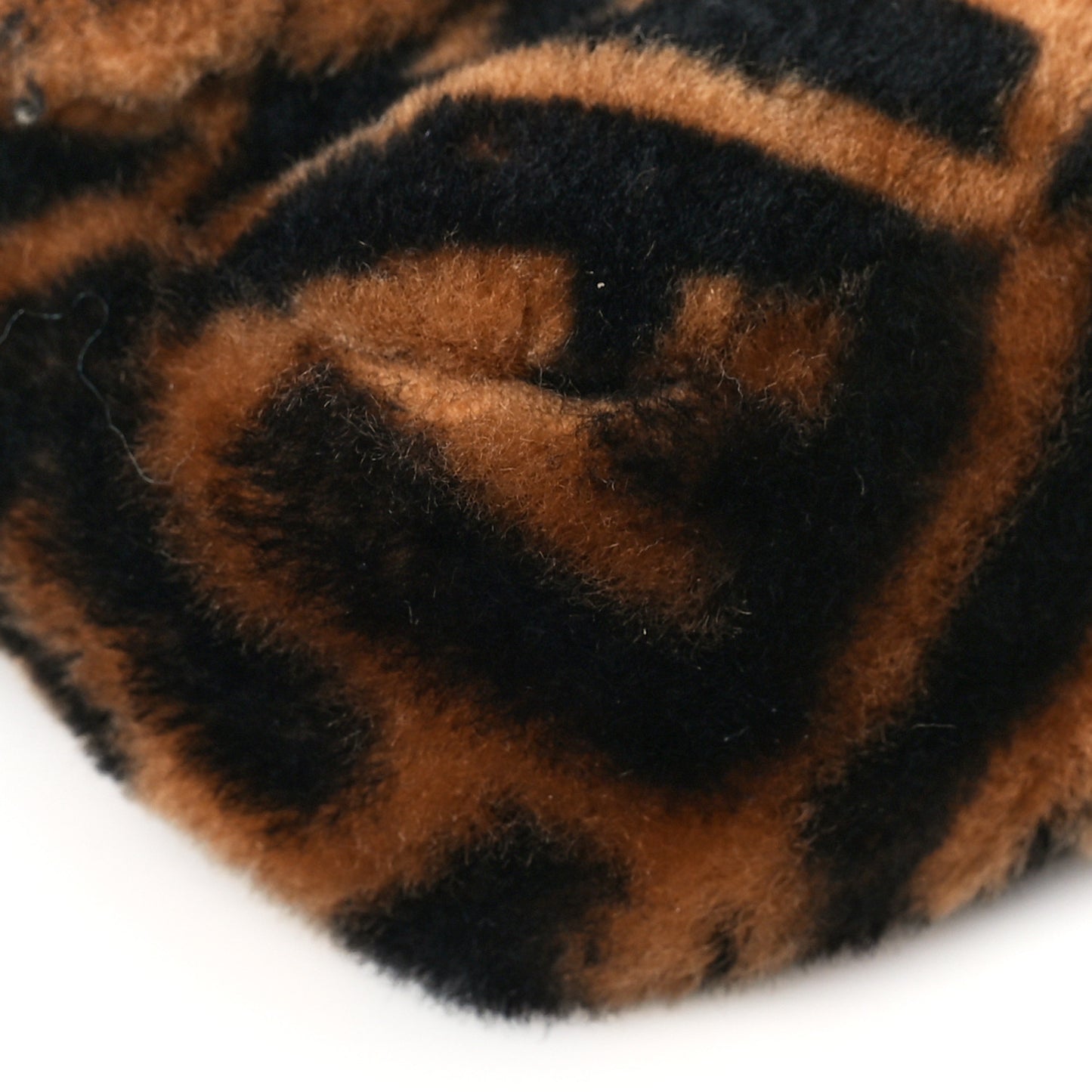 Shearling Vitello Dolce Macro FF 1974 Mini Baguette Tobacco Black