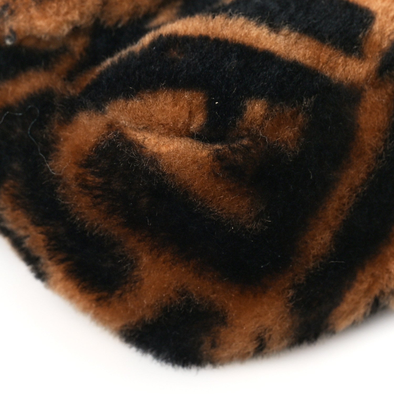 Fendi Shearling Vitello Dolce Macro FF 1974 Mini Baguette Tobacco Black 7 of 8