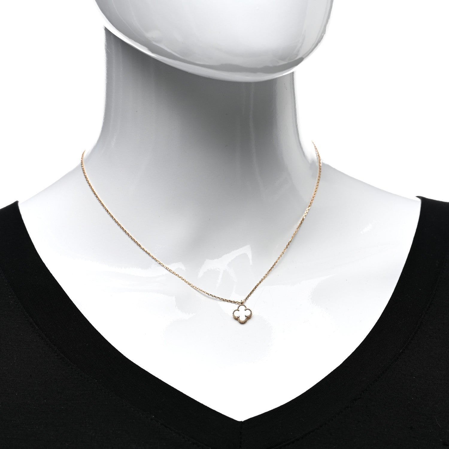Van Cleef & Arpels 18K Yellow Gold Mother of Pearl Sweet Alhambra Pendant Necklace 2 of 5