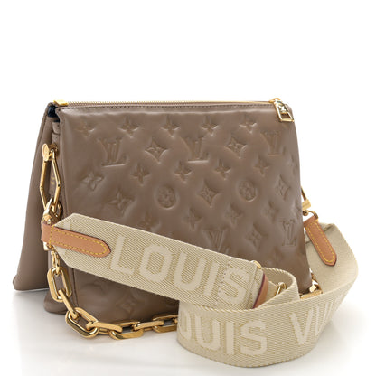 Louis Vuitton Lambskin Embossed Monogram Coussin PM Taupe 3 of 10