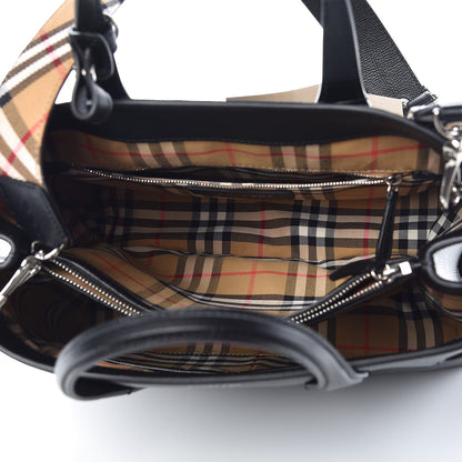 Burberry Derby Calfskin Medium Banner Tote Black 6 of 10