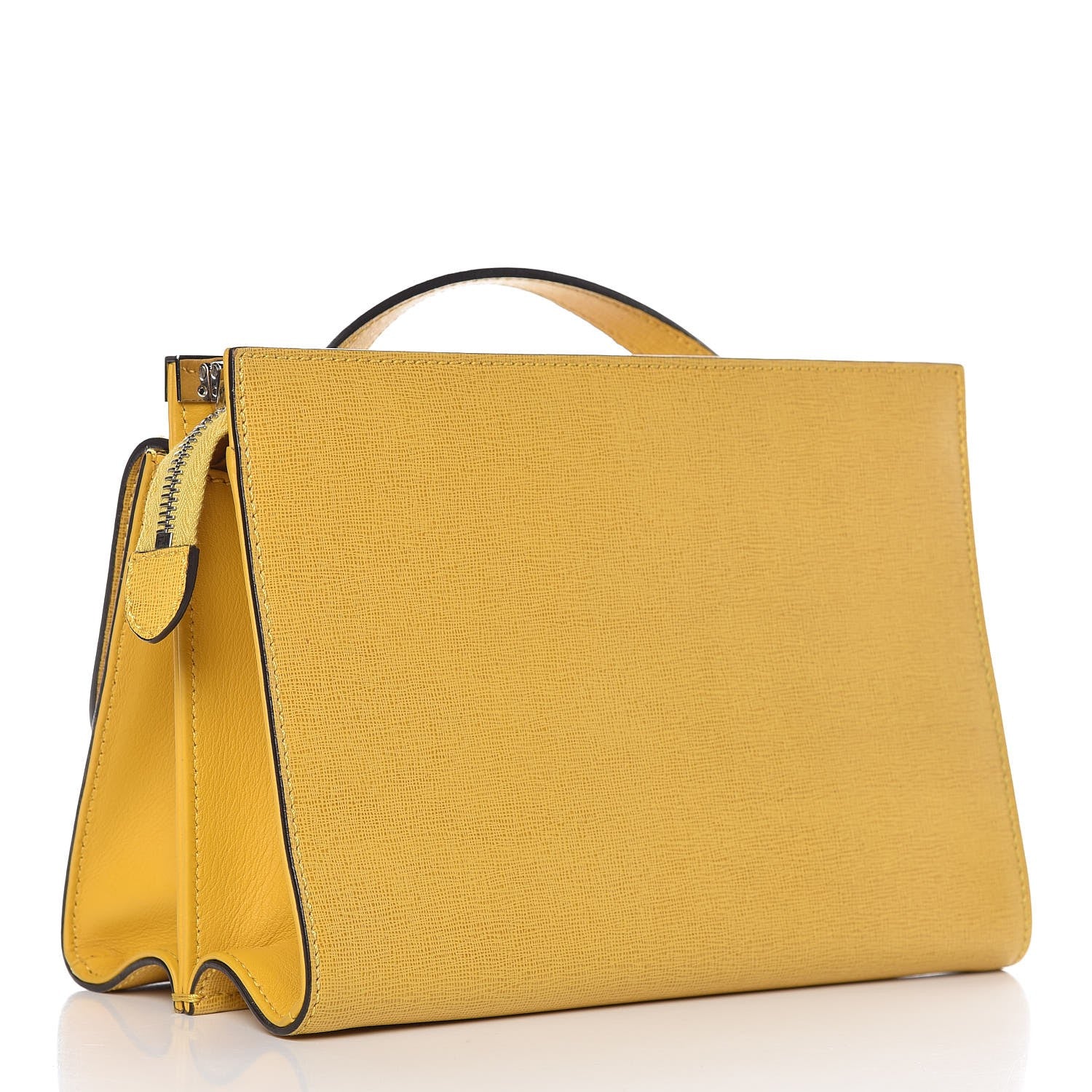 Fendi Vitello Elite Flamingo Mini Demi Jour Shoulder Bag Mustard 3 of 9